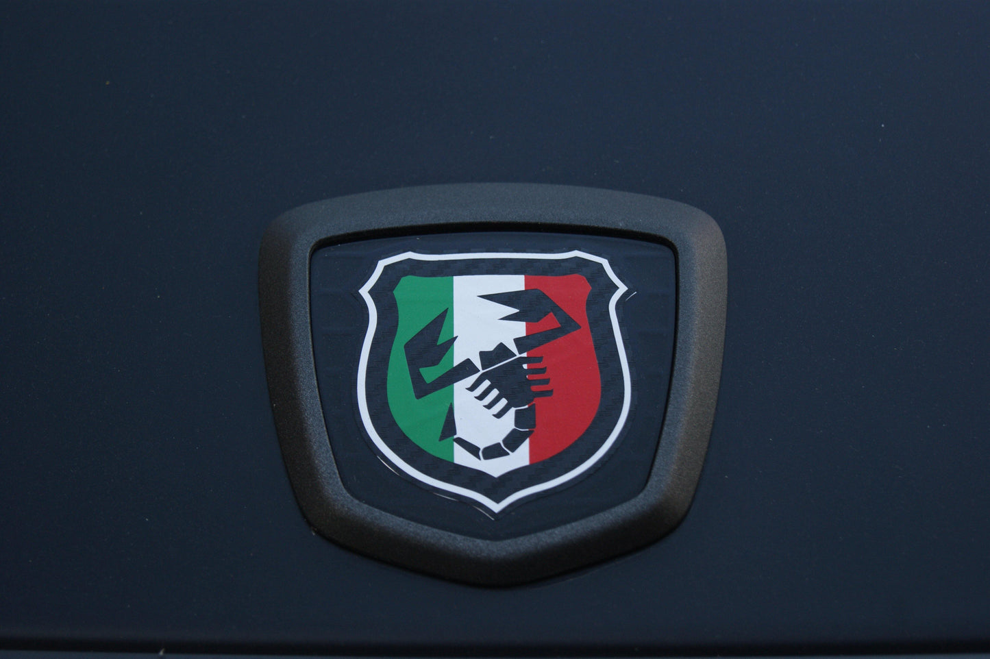 124 Tricolore Scorpion Badge overlays carbon option available. Set of two - Abarth Tuning