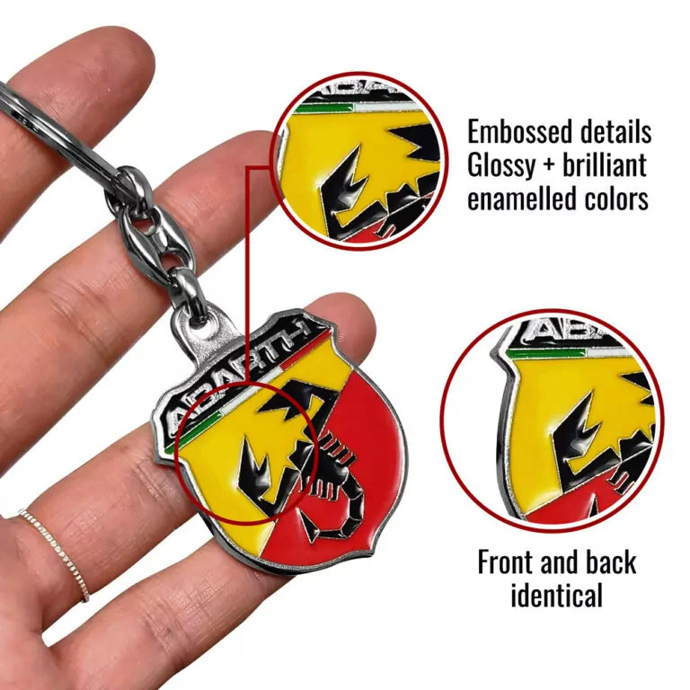 Abarth Metal Double Sided Shield Keyring